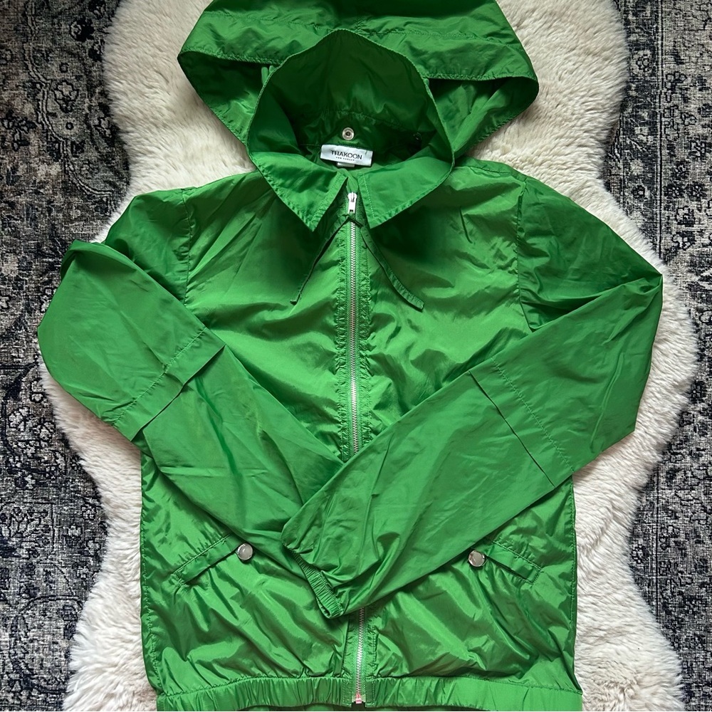 Sz XS Thakoon (for Target) Green Hooded Windbreaker Jacket, Designer Outerwear